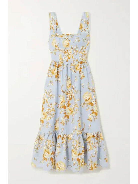 Reformation Dresses & Skirts - New, Reformation Rowen Lace-Trimmed Floral-Print Linen Midi Dress  Sz 8  #MD2095